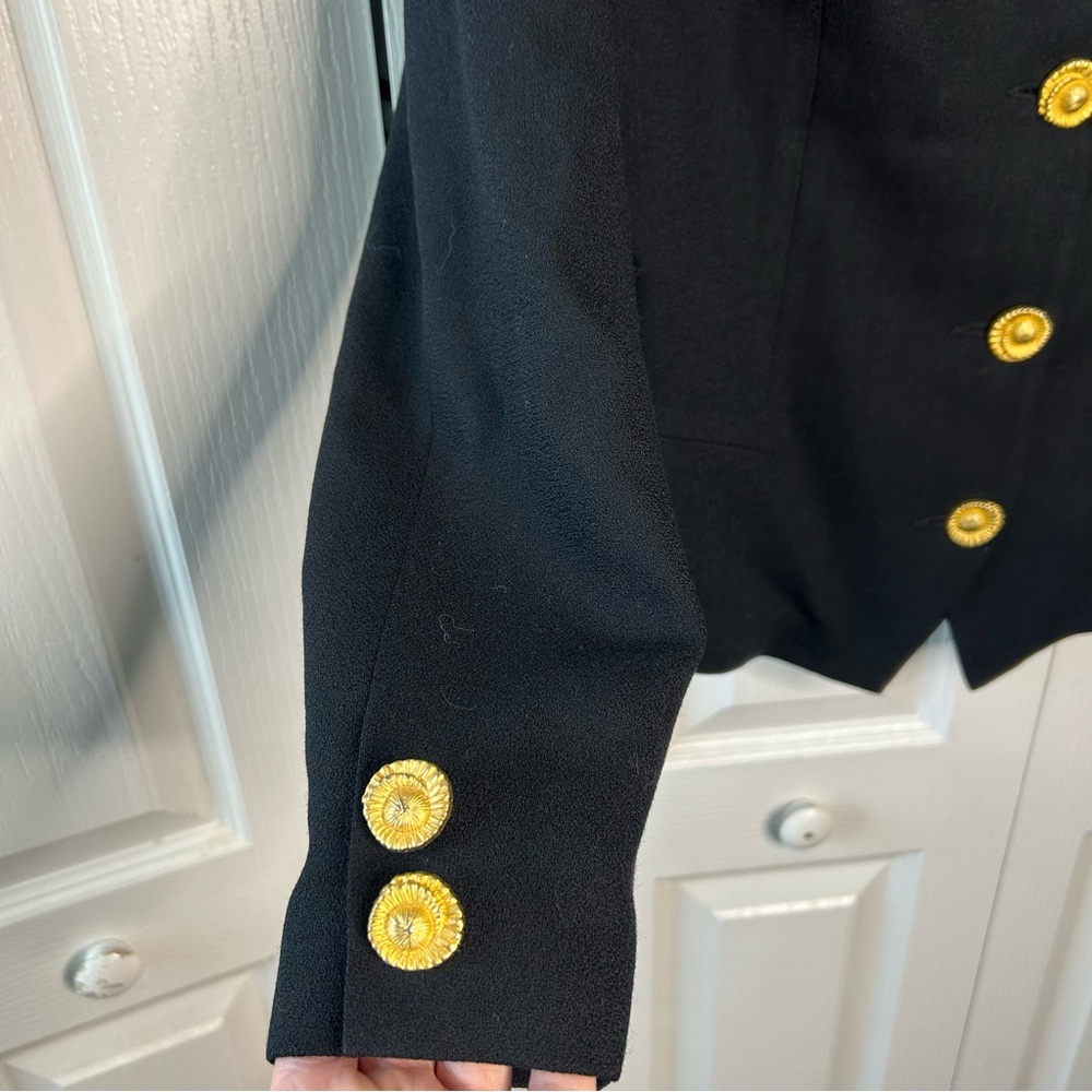 Yasaman Vintage Blazer Black with Gold Buttons Paris Milano NY Size 18 100% Wool - Picture 6 of 7
